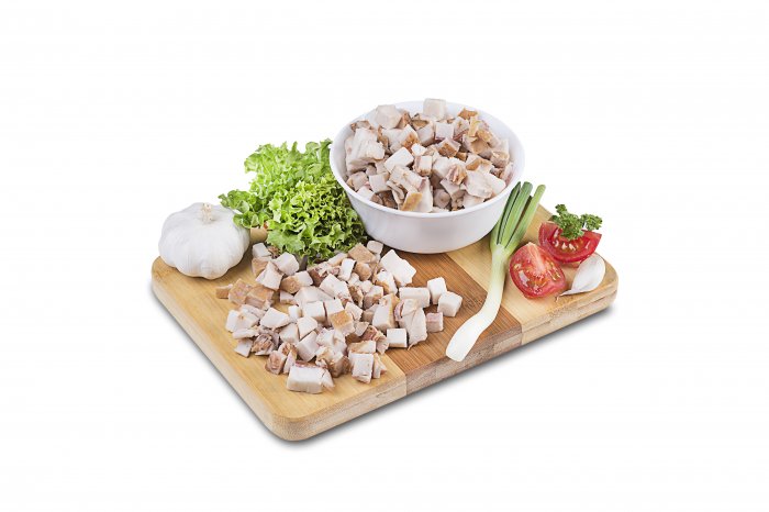 Údená slanina bez kože kocky #1