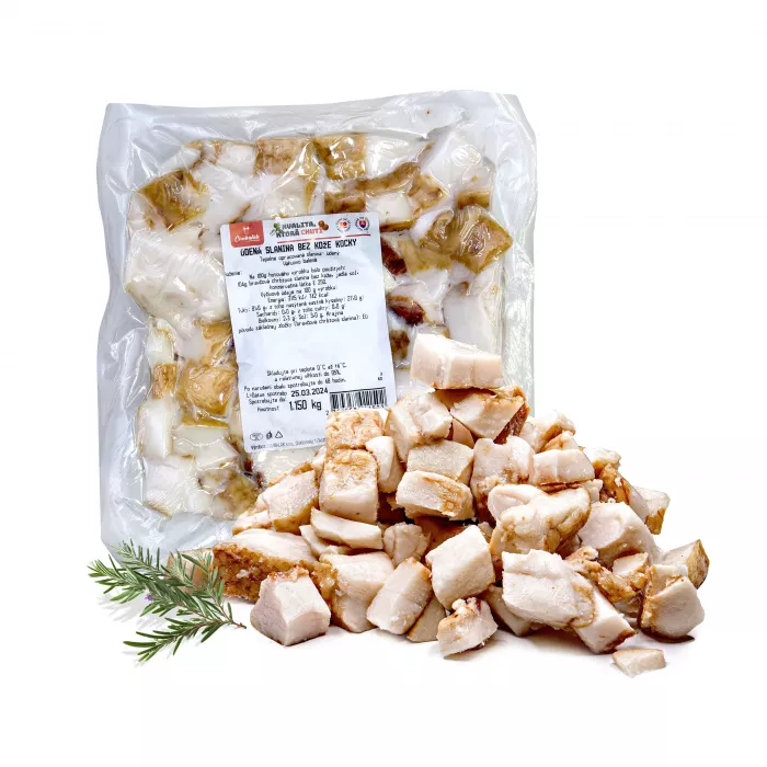 Údená slanina bez kože kocky
